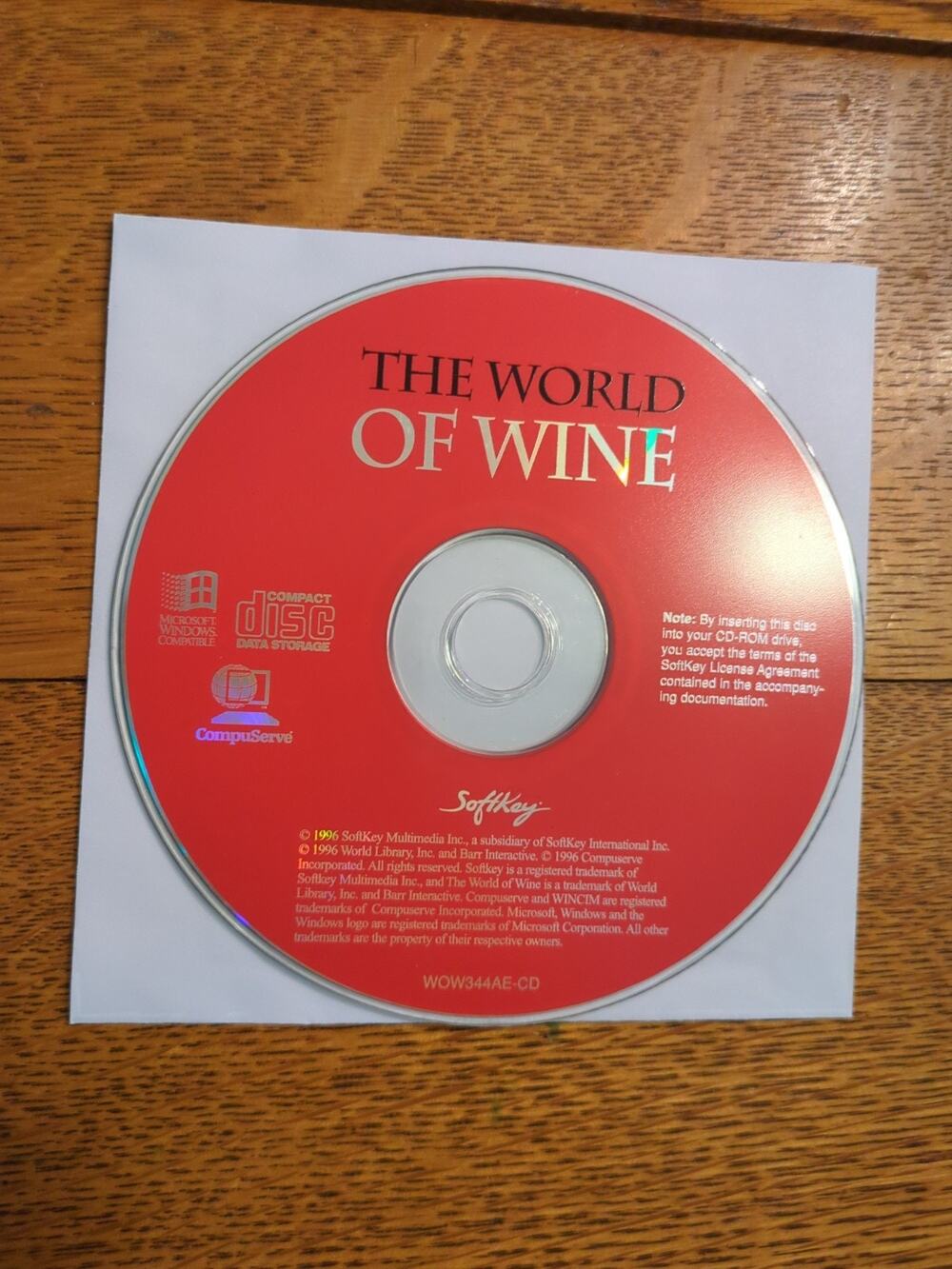 The World of Wine (PC, 1996) Disc Only